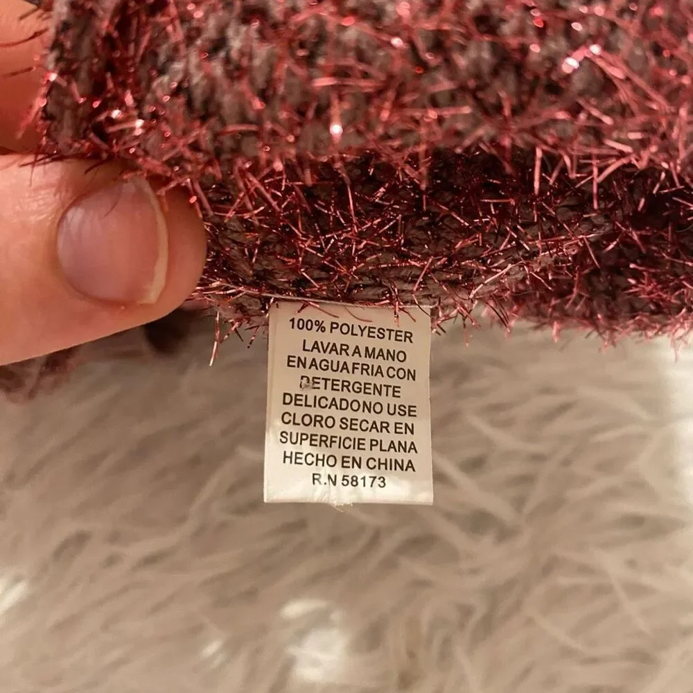 Anthropologie Raga Kylie High Neck Glitter Sweater in Pink XS